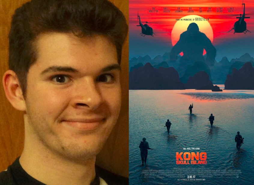 Me smirking beside Kong: Skull Island's theatrical poster